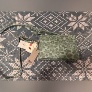 NWT Green Leopard Print Crossbody Bag